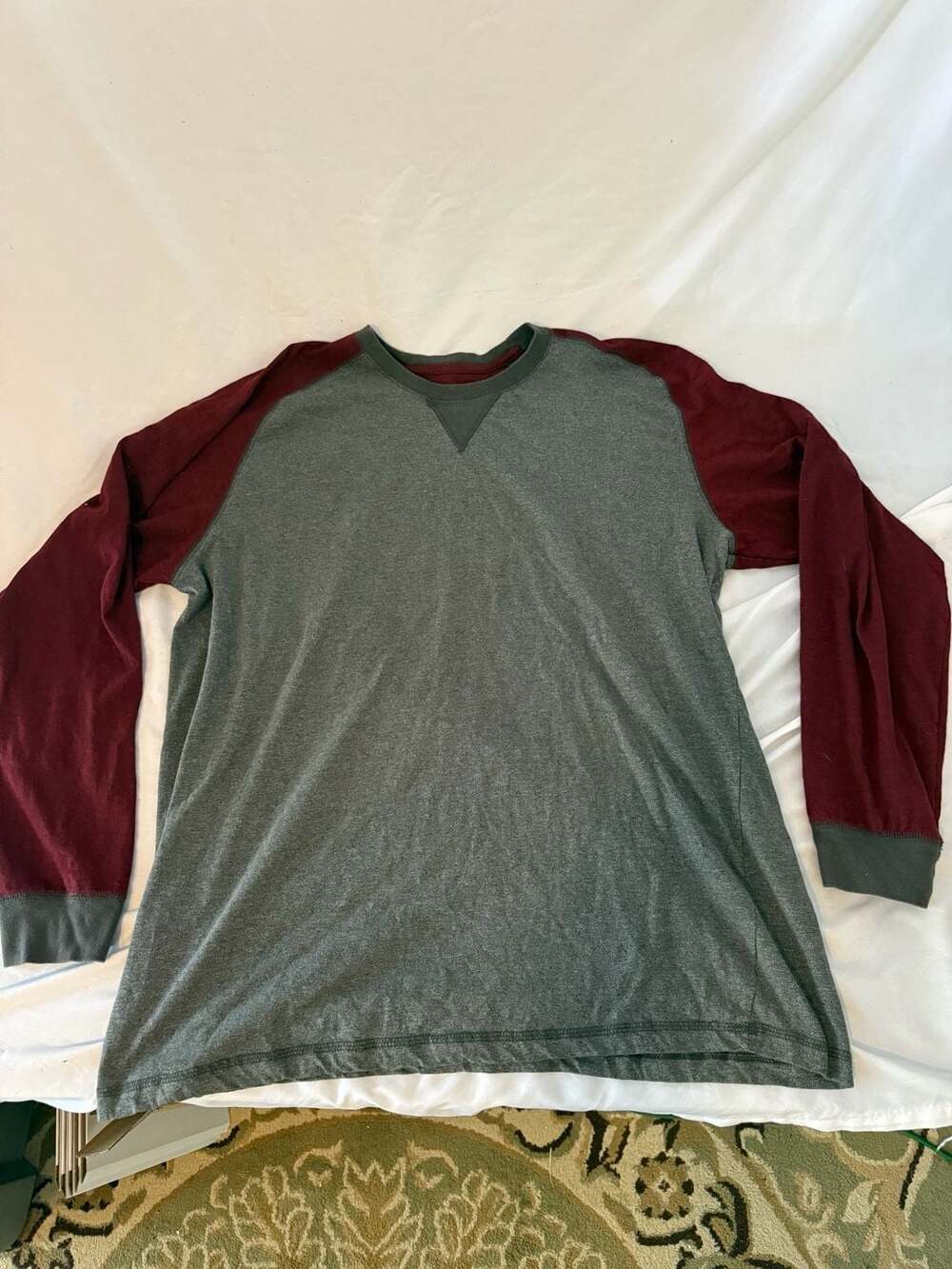 RedHead Brand Co Long Sleeve T-Shirt Size 2XL Gray Maroon Raglan
